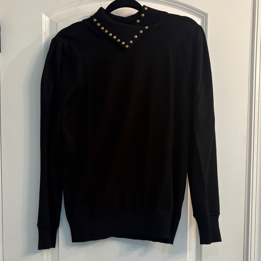 Joseph Black Sweater with Gold Studs
